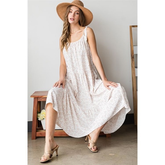 LAST 3️⃣ IVORY FLORAL SPAGHETTI STRAPS DRESS - Picture 4 of 5